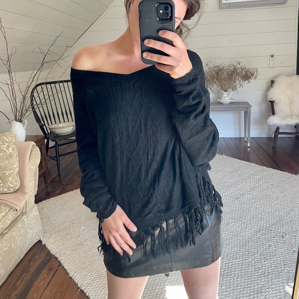 Black Fringe Sweater